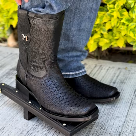 Zip Rider Cowboy Boots - Black