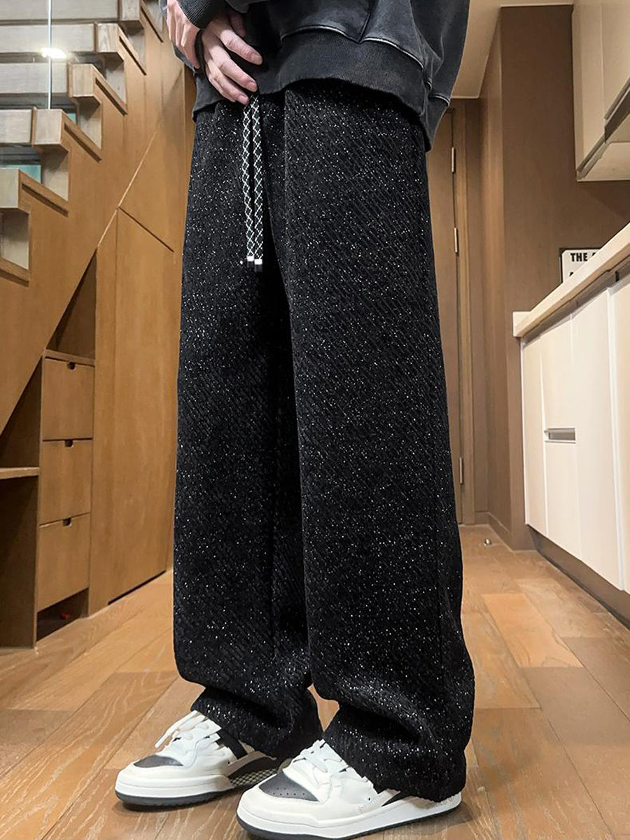 Men's Winter Fleece-lined Thickened Casual Knitted Trousers