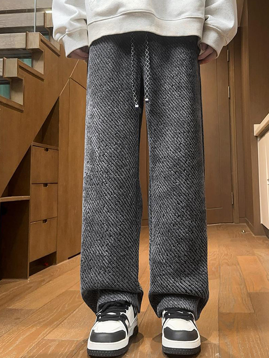 Men's Winter Fleece-lined Thickened Casual Knitted Trousers