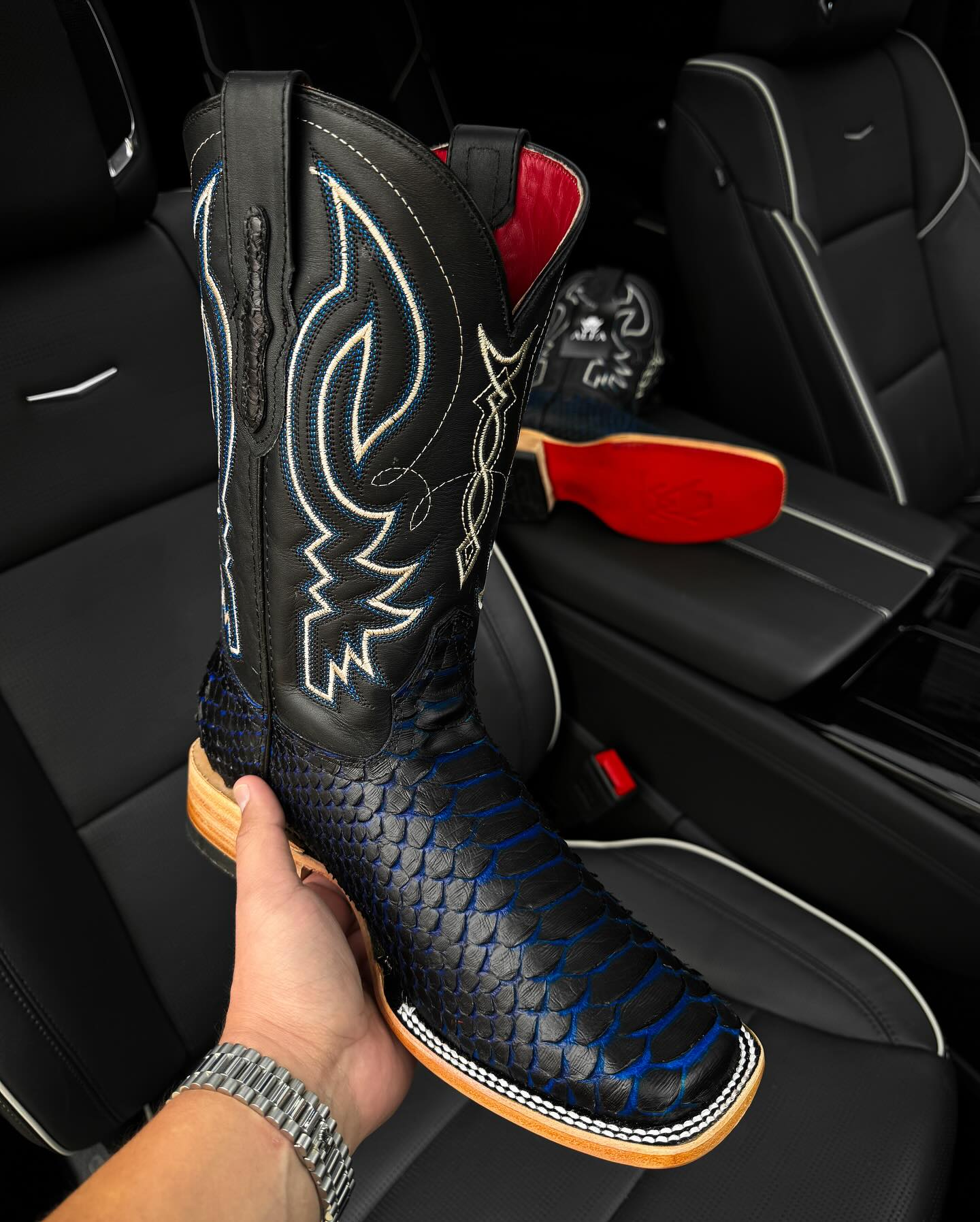 Cowboy Black/Blue Python Boots