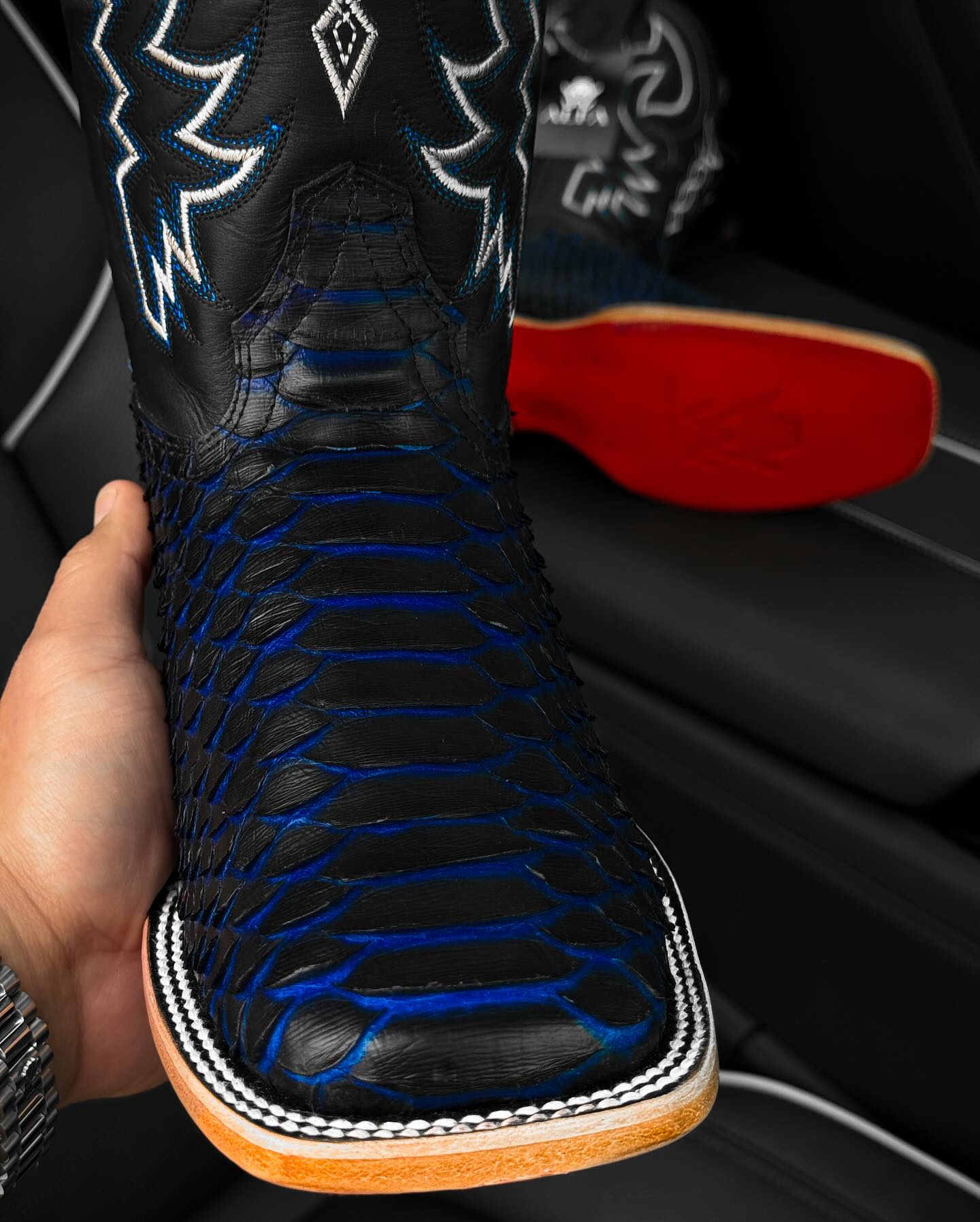 Cowboy Black/Blue Python Boots