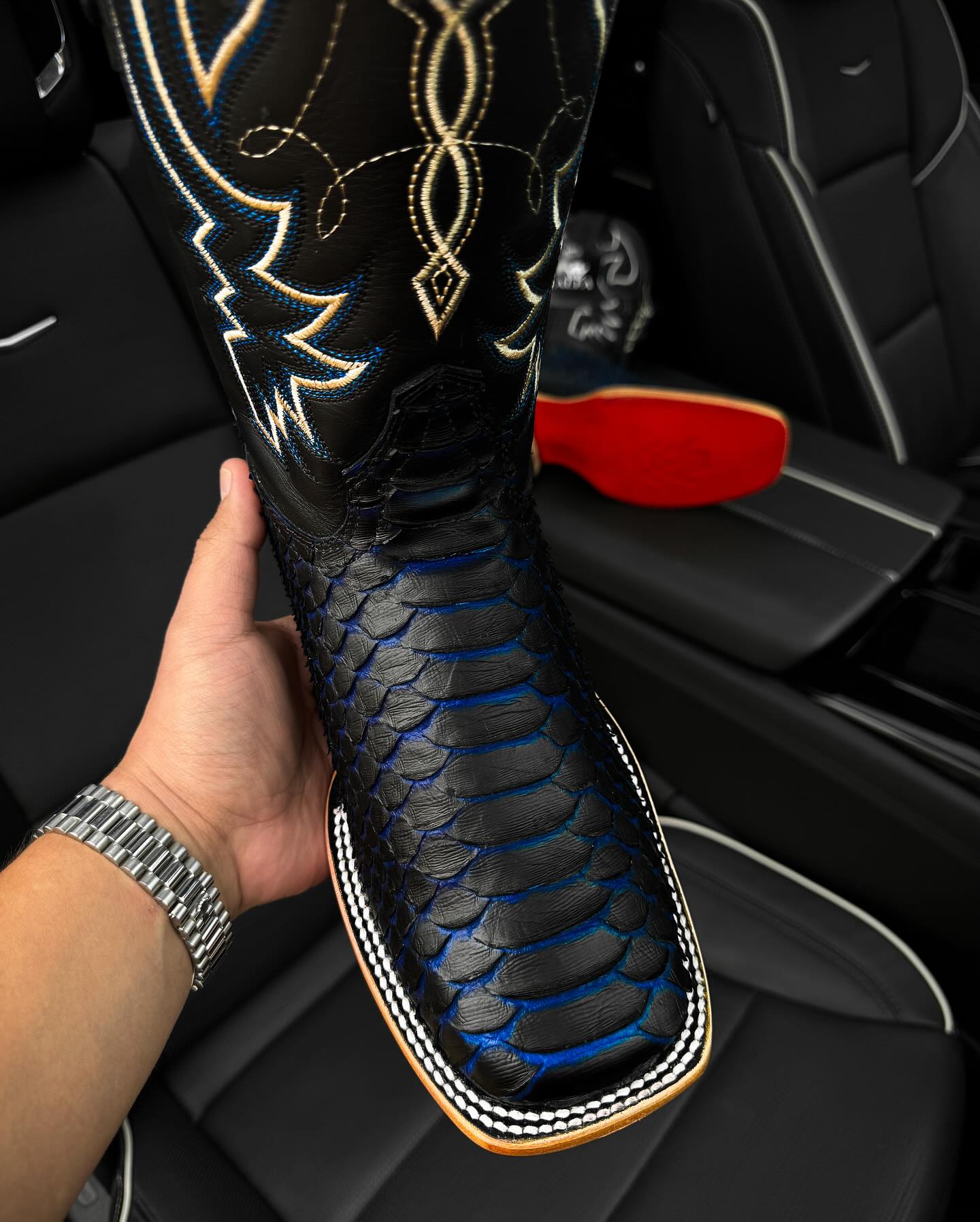 Cowboy Black/Blue Python Boots