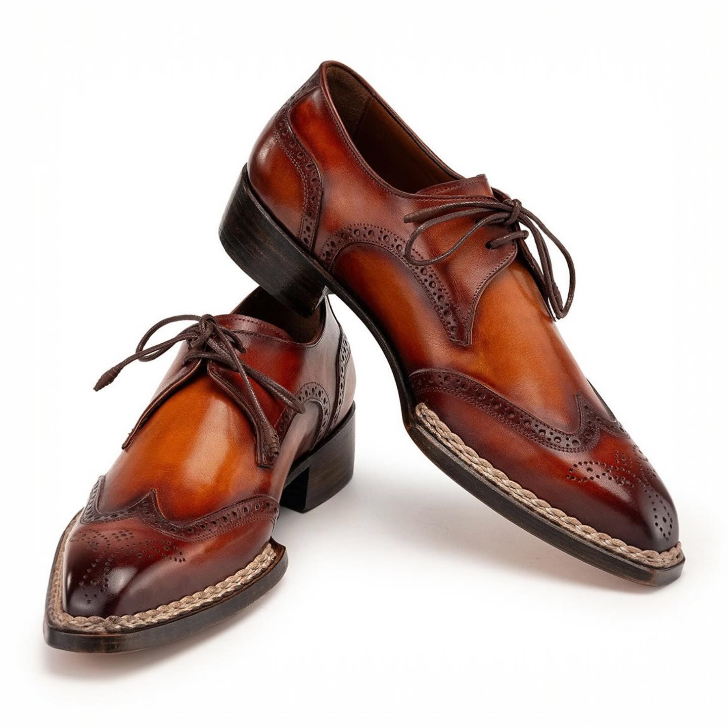 Welted Wingtip Derby Shoes Brown