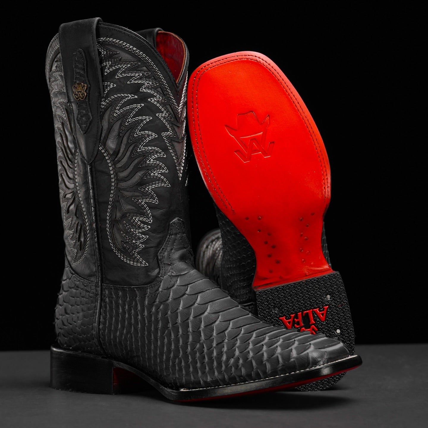 Black/Gray Pythons Cowboy Boots