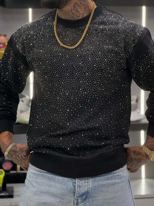 Rhinestone Sparkle Fashion Men's Crew Neck Sweatshirt