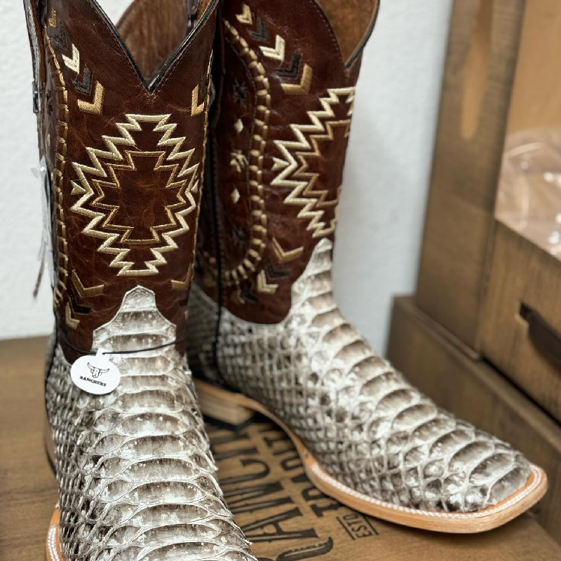 Long Python Cowboy Boots - Tan