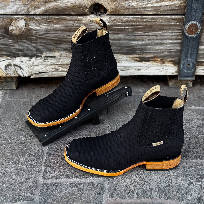 Men's Yellow Sole Python Print Boots