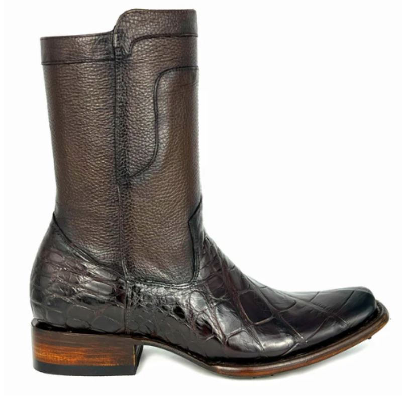 Dark Brown Crocodile Leather Boots