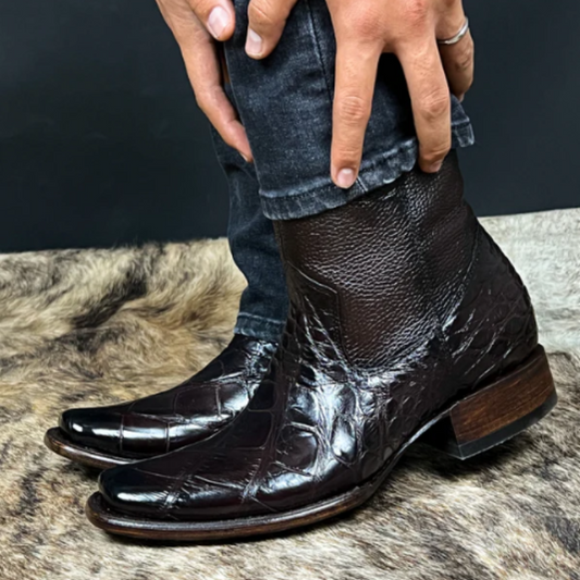 Dark Brown Crocodile Leather Boots