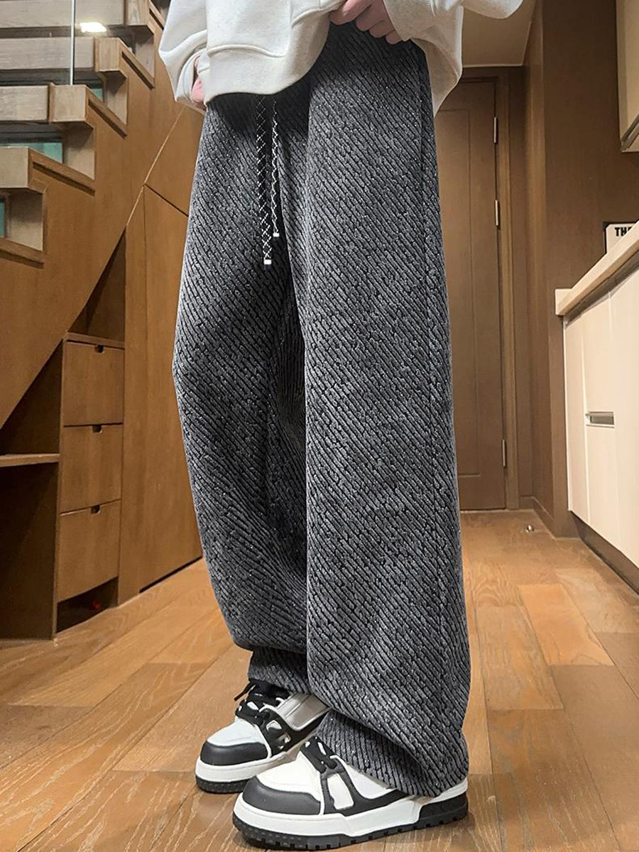 Men's Winter Fleece-lined Thickened Casual Knitted Trousers