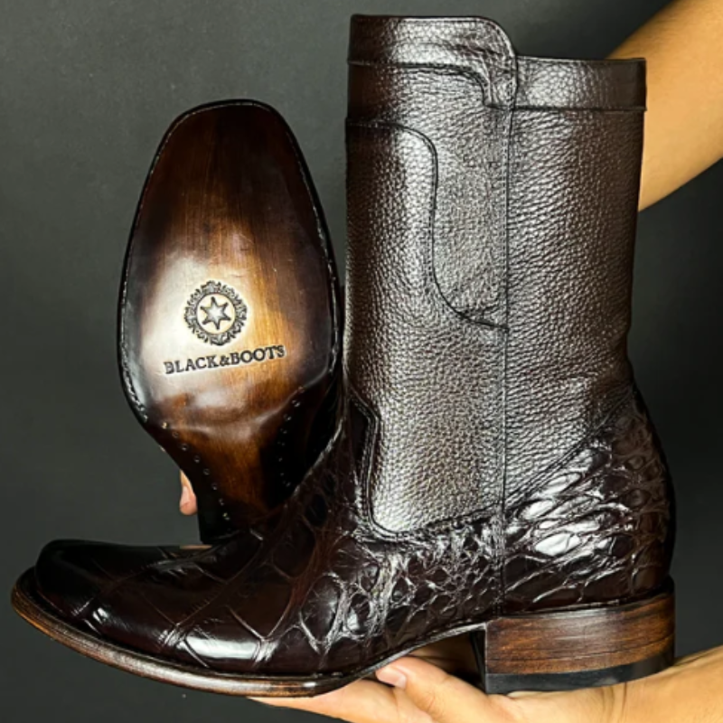 Dark Brown Crocodile Leather Boots