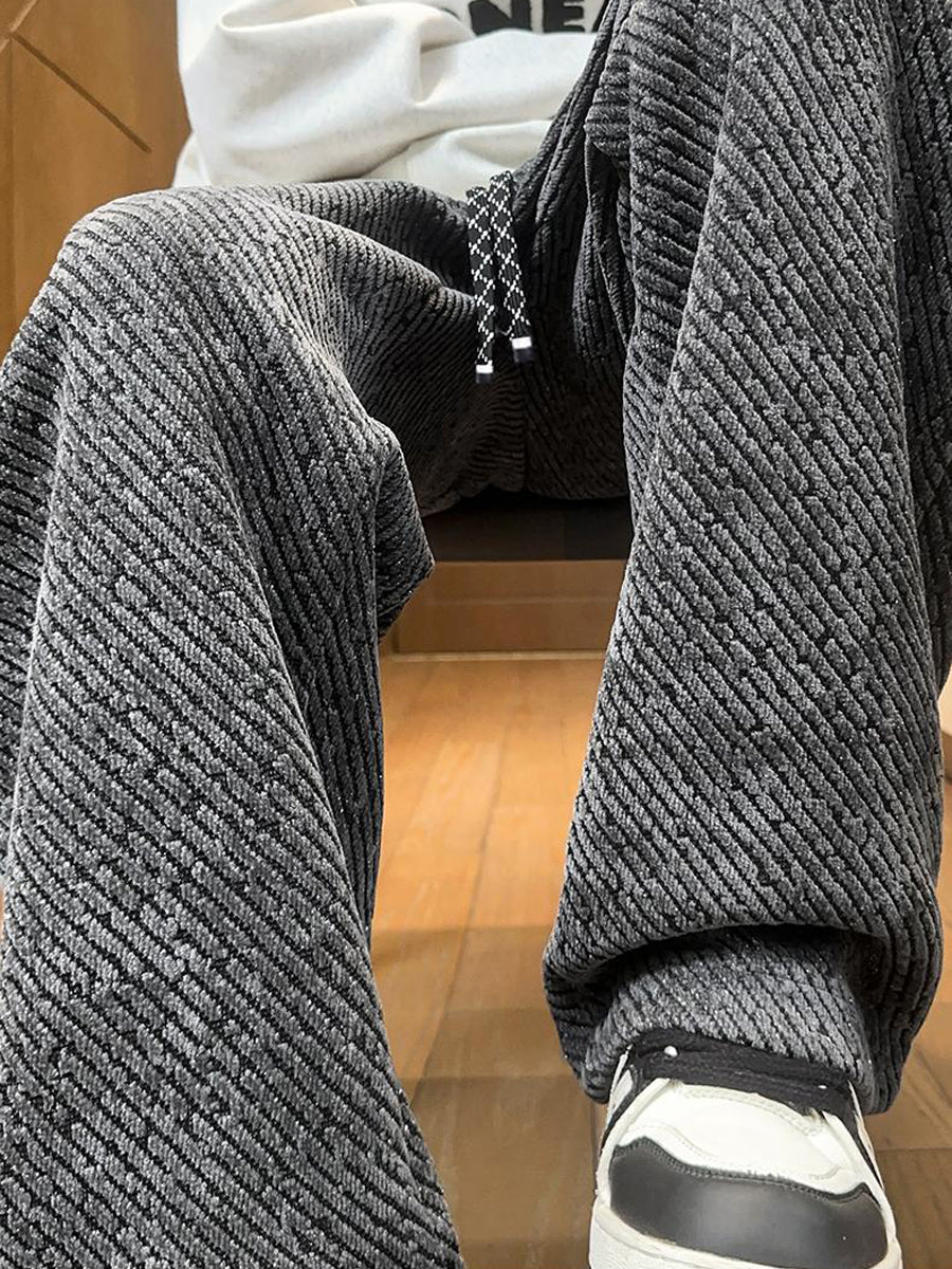 Men's Winter Fleece-lined Thickened Casual Knitted Trousers