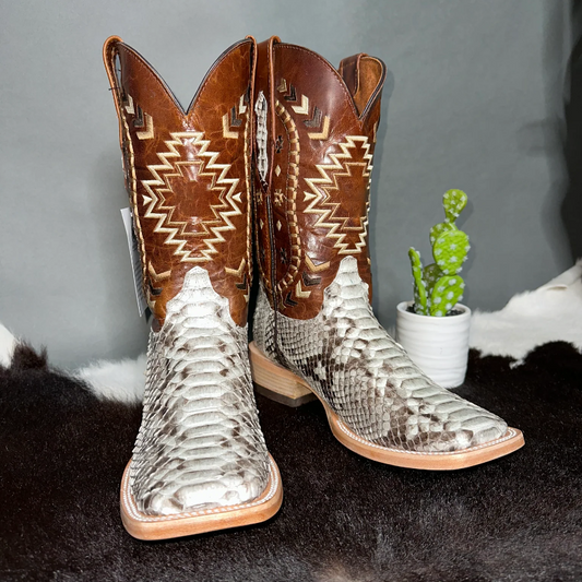 Long Python Cowboy Boots - Tan