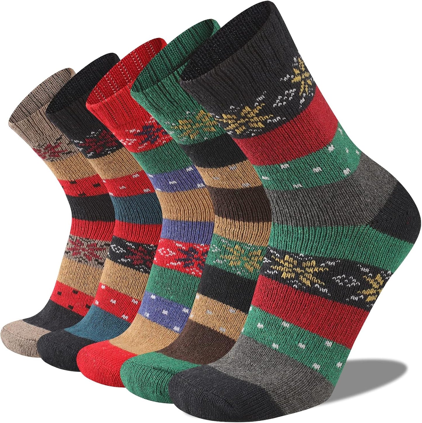 Mens Warm Wool Socks Thermal Winter Thick Crew Pattern （Mixed styles）