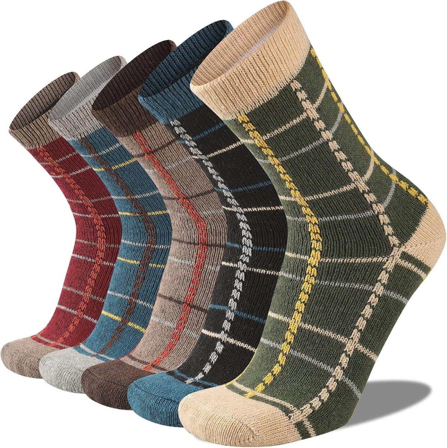 Mens Warm Wool Socks Thermal Winter Thick Crew Pattern （Mixed styles）