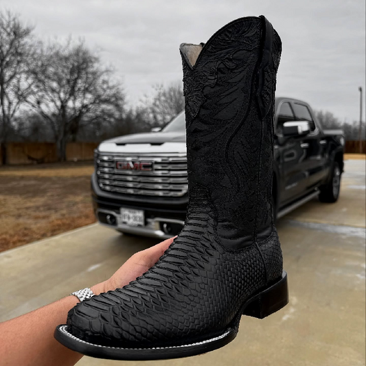 Matte Black Python Boots