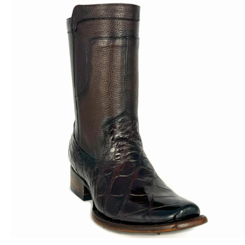 Dark Brown Crocodile Leather Boots