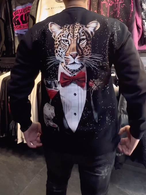 Men's Tiger Printed Dazzle Sweater