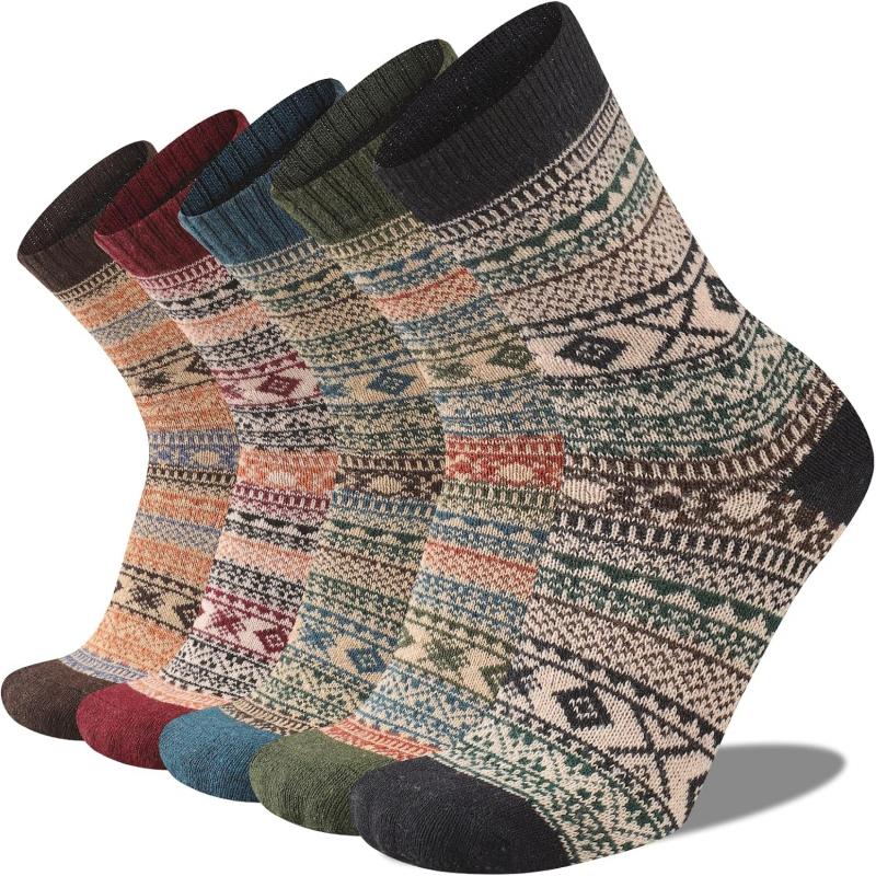 Mens Warm Wool Socks Thermal Winter Thick Crew Pattern （Mixed styles）